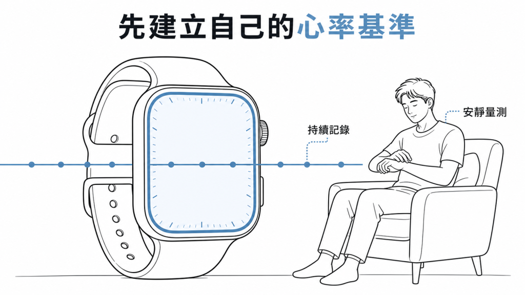 使用 Tirzepatide 前建立個人靜止心率基準示意圖