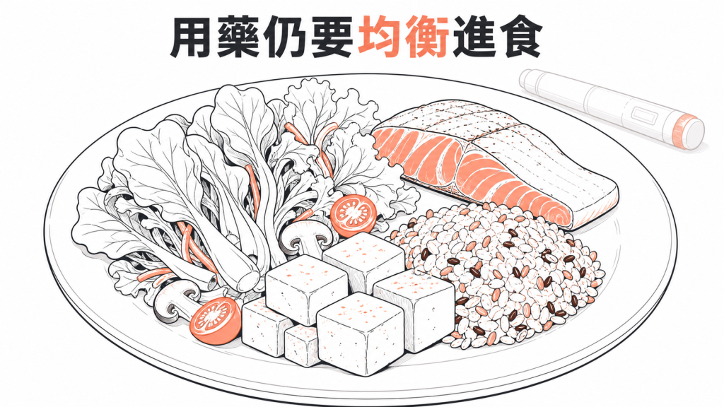 用藥期間均衡進食示意