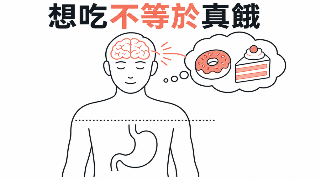 飢餓與食物渴望差異示意