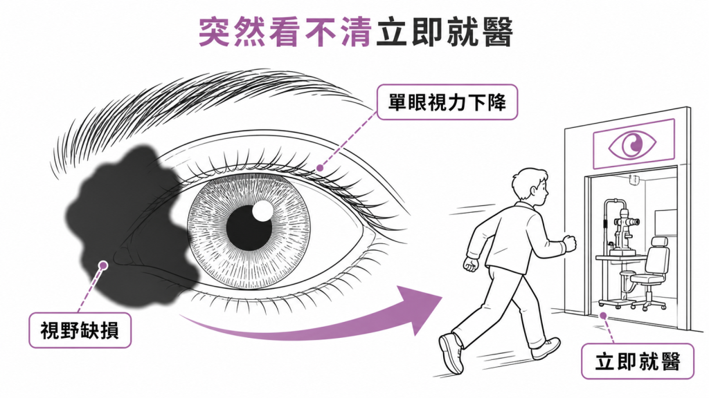 突然單眼視力下降需立即就醫