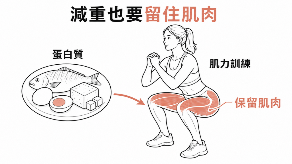 減重期間用蛋白質與肌力訓練保留肌肉