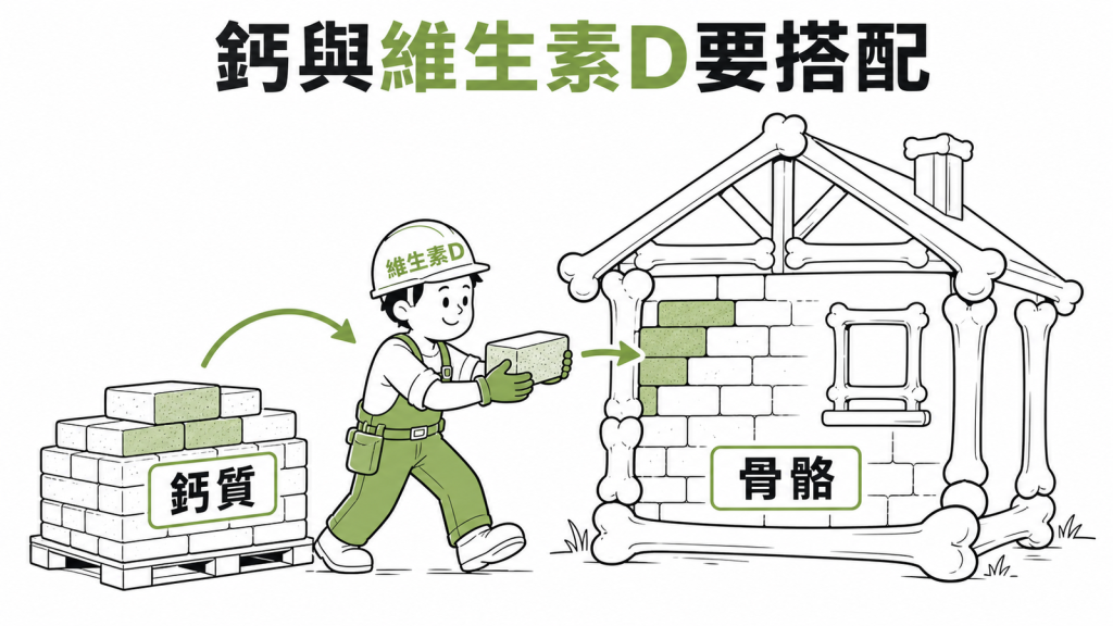 鈣質與維生素 D 需互相配合才能支持骨骼