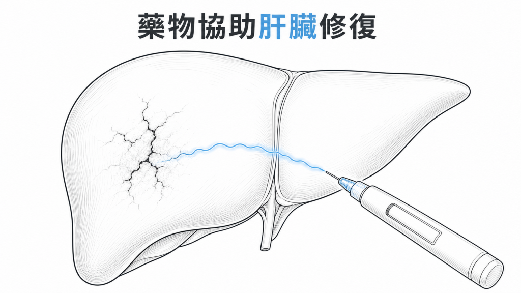 Wegovy配合生活調整協助改善脂肪肝發炎的線稿圖