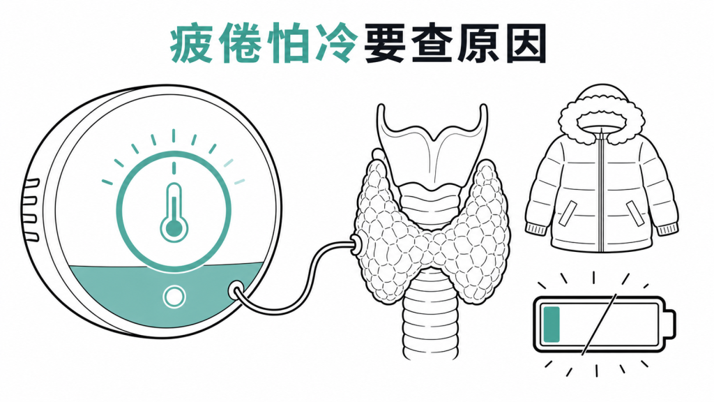 疲倦怕冷與體重增加可能需要檢查甲狀腺的衛教圖