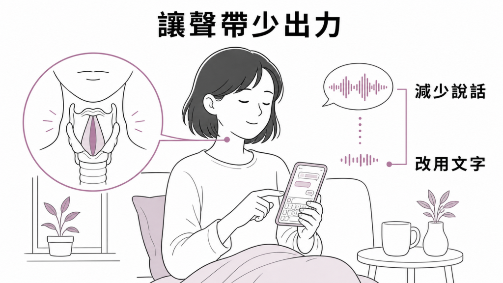 減少說話並改用文字讓發炎聲帶休息圖解