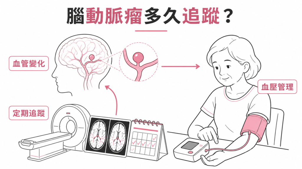 腦動脈瘤追蹤資訊圖uff1a腦部血管變化、定期影像追蹤與血壓管理