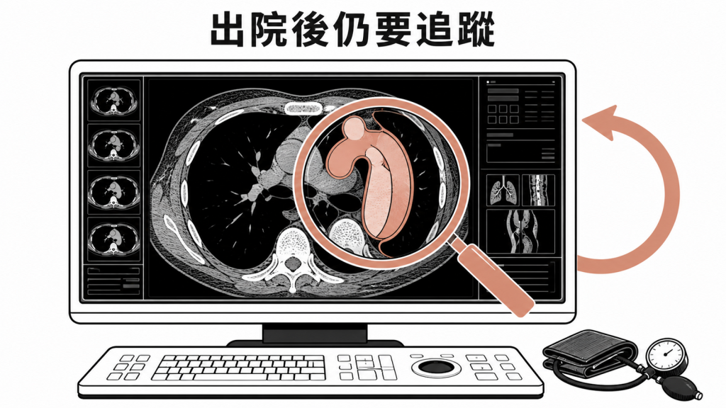 主動脈剝離出院後以電腦斷層追蹤血管變化圖解