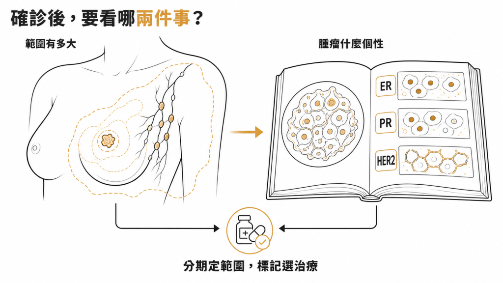 分期看範圍有多大、生物標記看腫瘤個性,兩者合起來決定治療方向