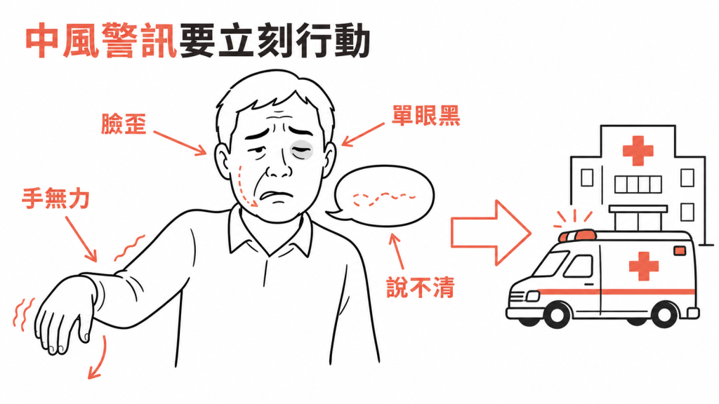 頸動脈狹窄合併中風警訊時應立即就醫