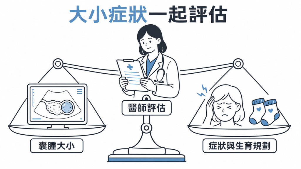 巧克力囊腫要綜合評估大小、症狀與生育規劃