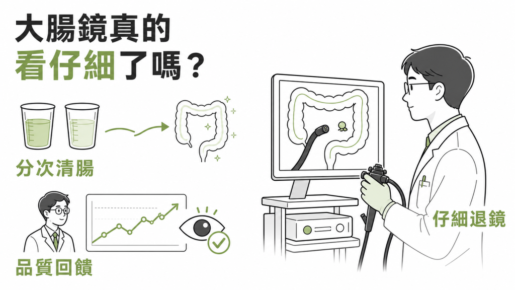 大腸鏡腺瘤偵測率提升重點:分次清腸、仔細退鏡與醫師品質回饋