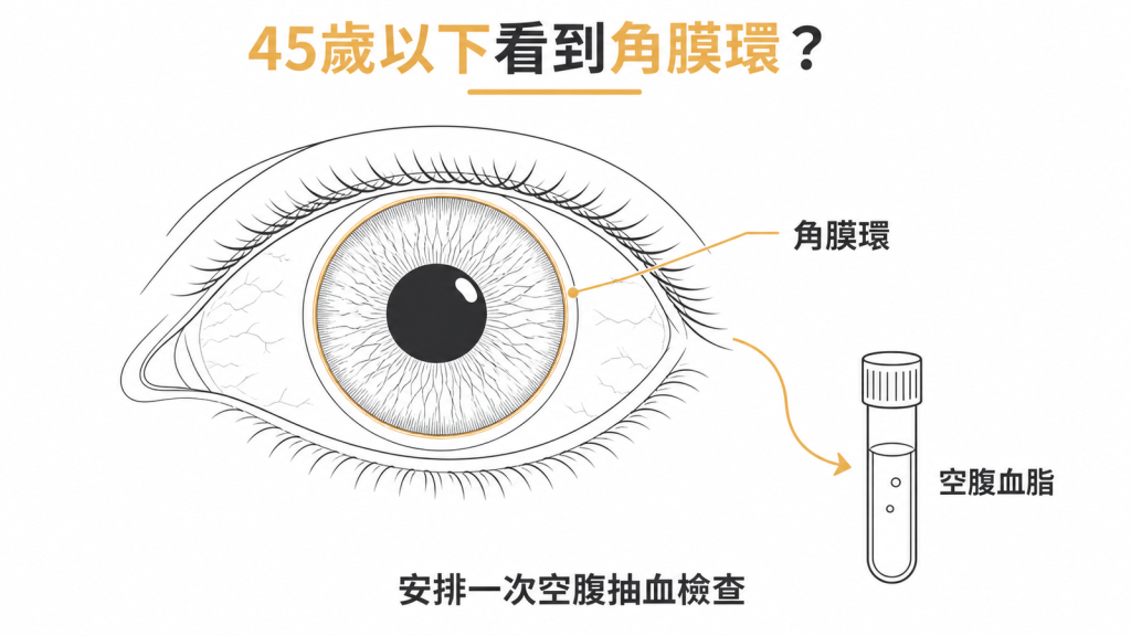 45 歲以下發現角膜環,把一次空腹血脂抽血檢查放進待辦清單
