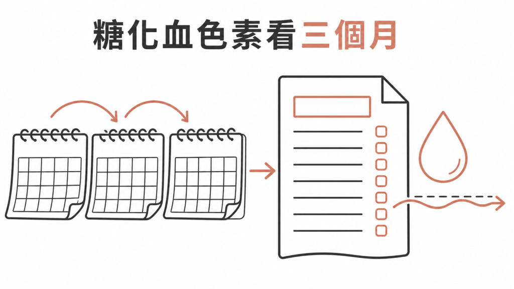 糖化血色素反映近三個月平均血糖的示意圖