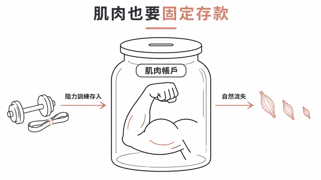 肌肉像存款帳戶,阻力訓練是固定存入、不動就自然流失