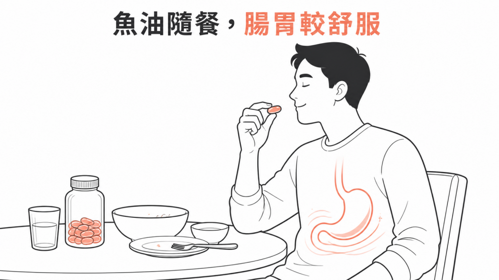 魚油在飯後隨餐補充,通常較不容易出現腸胃不適