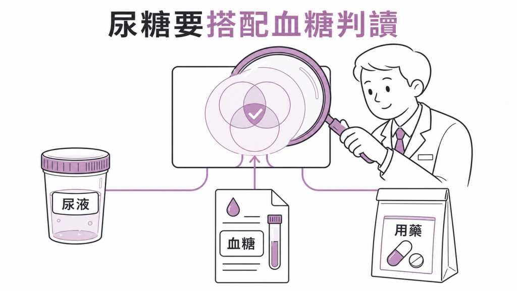 尿糖陽性需搭配血糖、用藥與其他腎臟症狀判讀