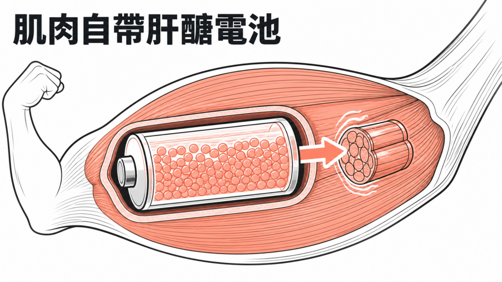 肌肉肝醣如同隨身電池供肌肉使用