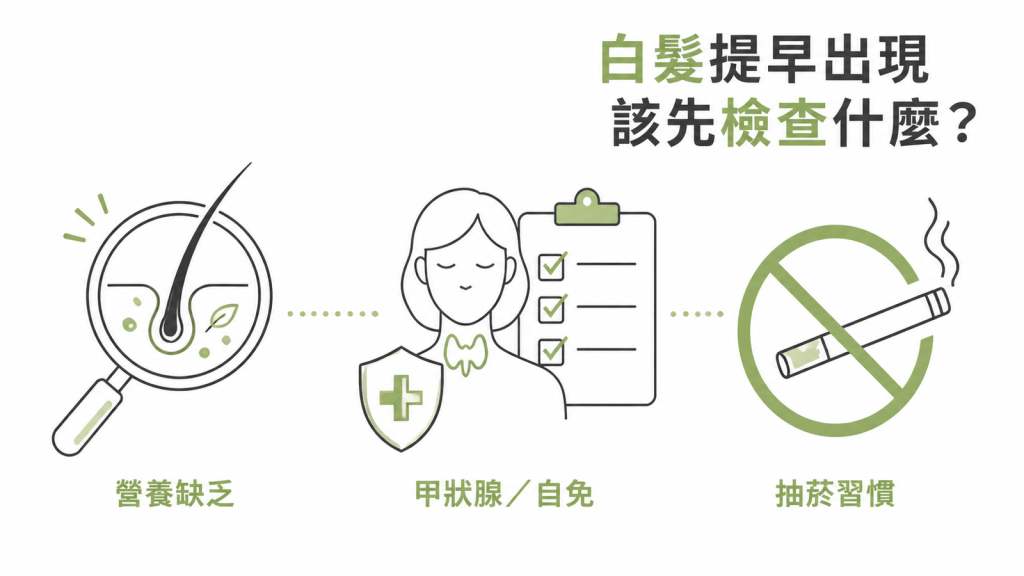 早生白髮先檢查營養、甲狀腺與抽菸習慣