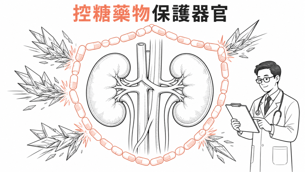 控糖藥物保護器官示意圖