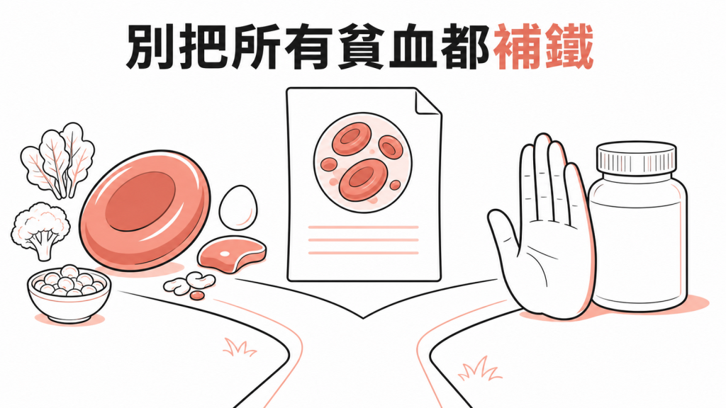 紅血球變大不等於缺鐵不應自行亂補鐵的衛教圖