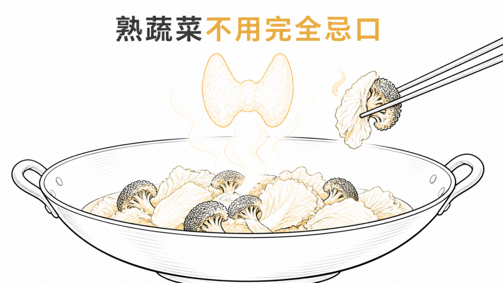 亞臨床甲狀腺低下不需完全避開煮熟十字花科蔬菜的衛教圖