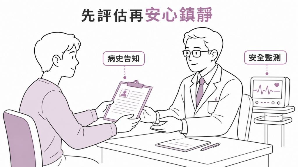舒眠鎮靜前主動告知病史並接受安全評估