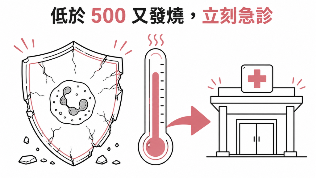 嗜中性白血球低於500又發燒要立刻急診
