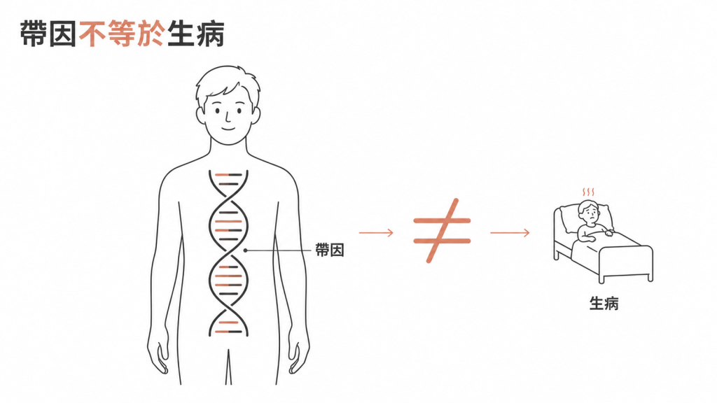 地中海貧血帶因與實際發病是兩回事的示意圖