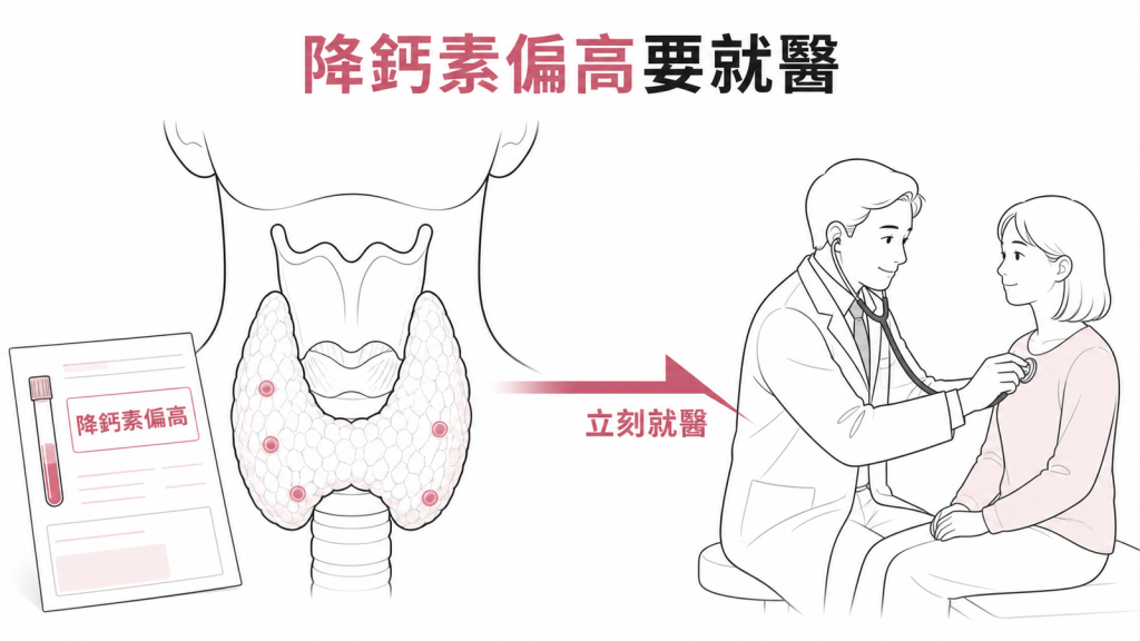 降鈣素偏高應立刻就醫評估示意圖