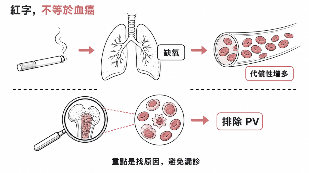 紅血球增多不等於血癌,重點是排除真性紅血球增多症