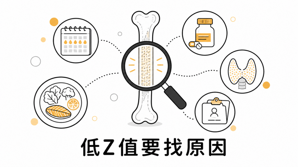 低 Z-score 需要配合年齡月經疾病和用藥找原因