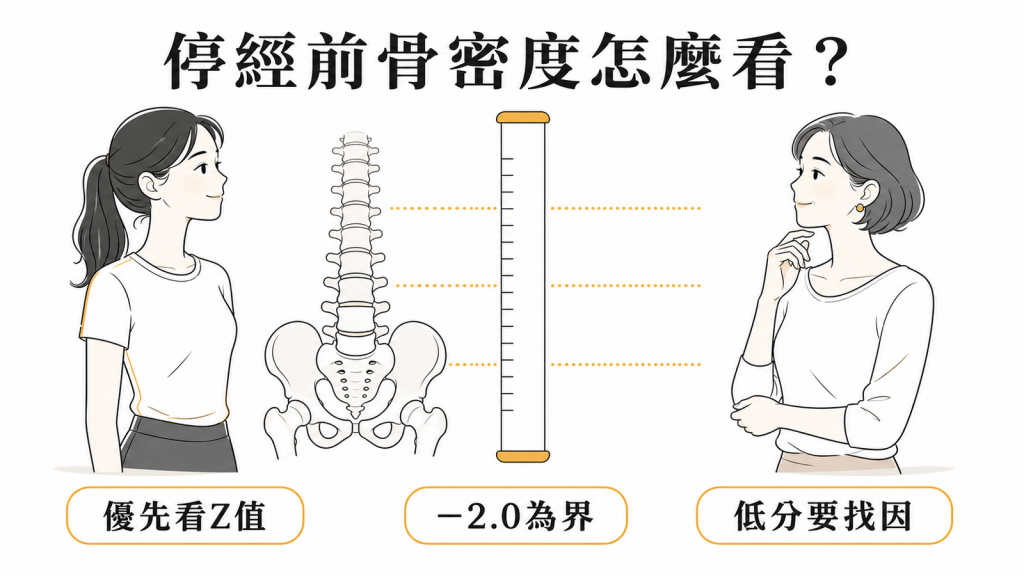 停經前女性骨密度 Z-score 判讀圖解