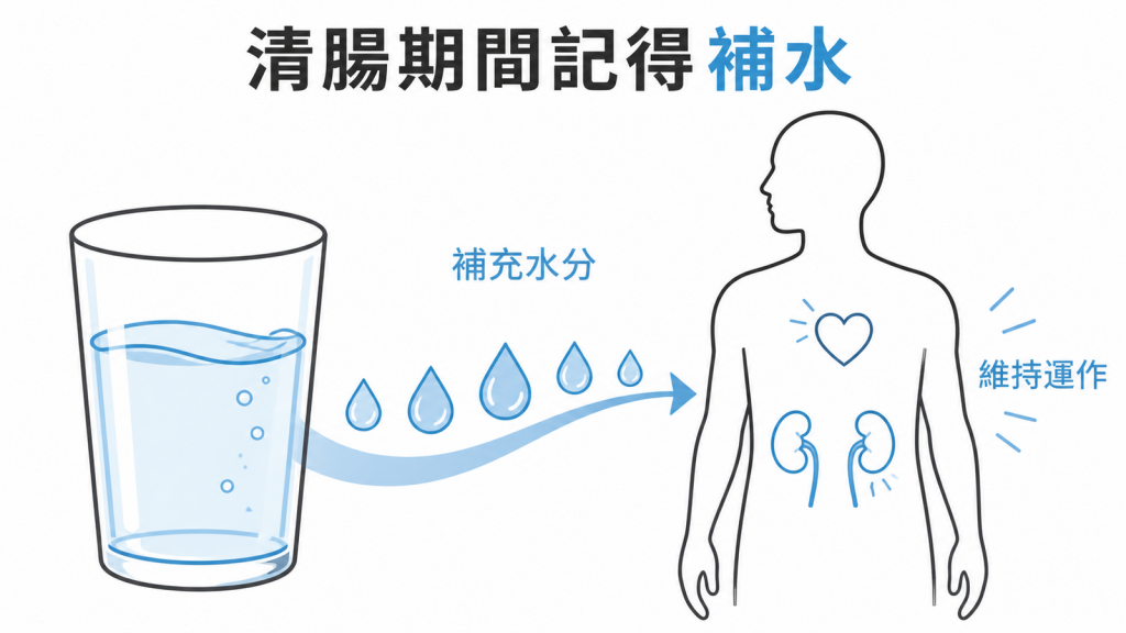 清腸期間補充水分以避免脫水