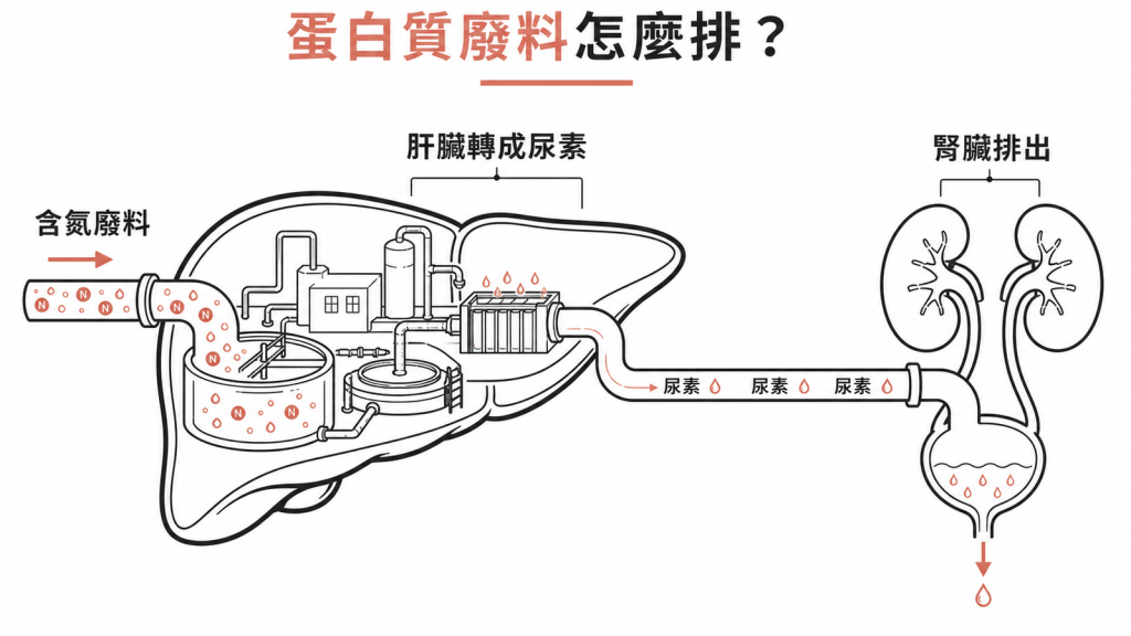肝臟像污水處理廠,把蛋白質的含氮廢料轉成尿素再交腎臟排出