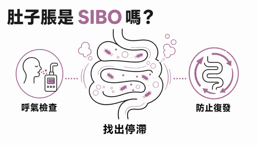小腸菌叢過度增生 SIBO 的呼氣檢查、腸道停滯與復發圖解