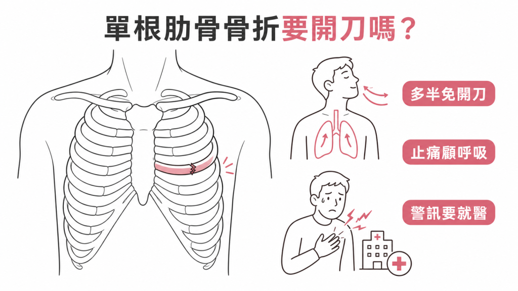 單根肋骨骨折多半可保守治療的圖解