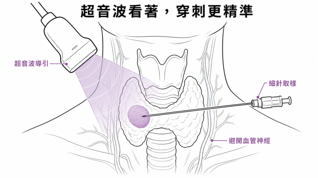 超音波導引甲狀腺細針穿刺進入結節取樣
