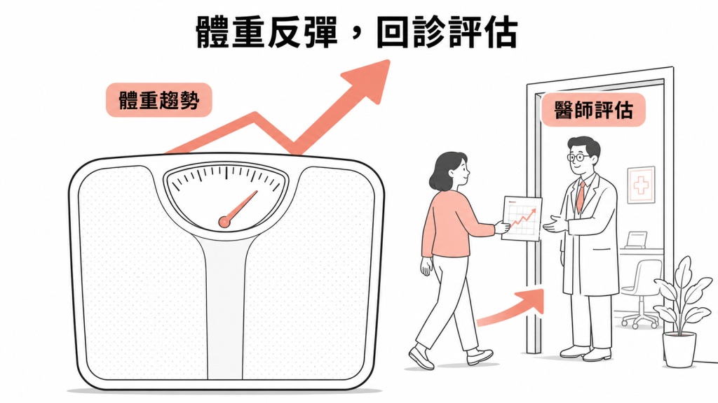 停用減重藥後體重持續反彈應回診由醫師重新評估