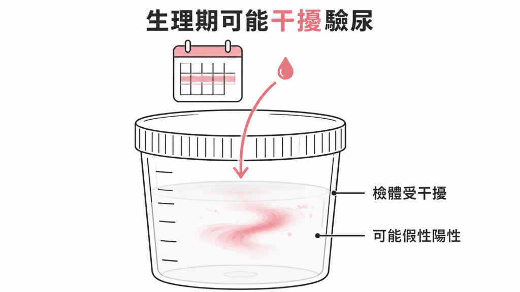 生理期經血混入尿液檢體可能造成假性陽性