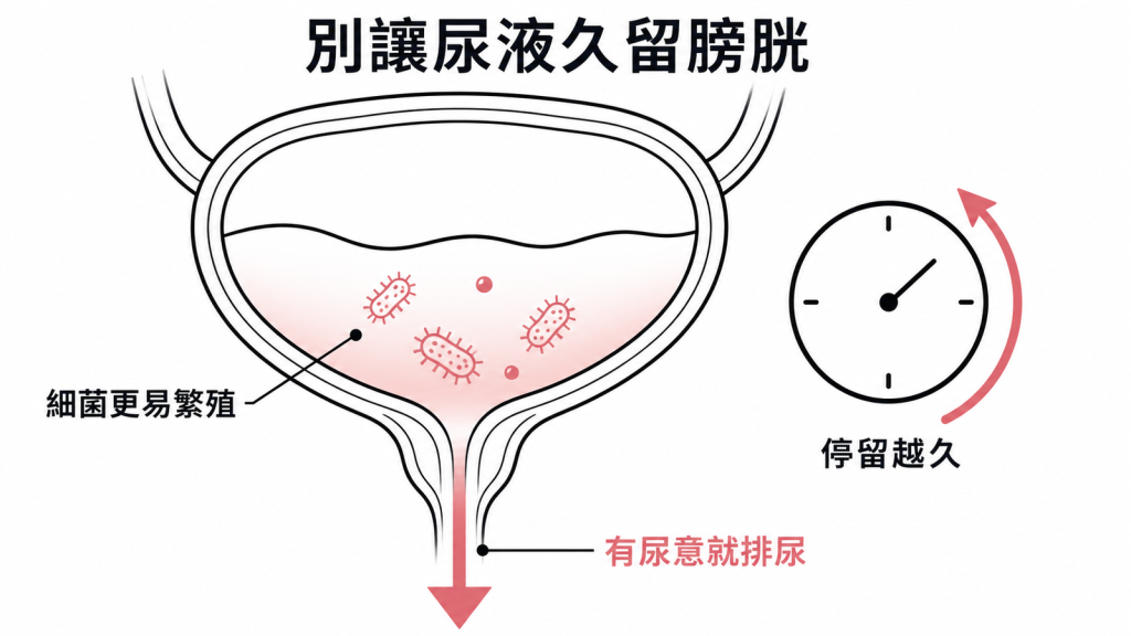 不要憋尿以減少細菌在膀胱內繁殖的機會