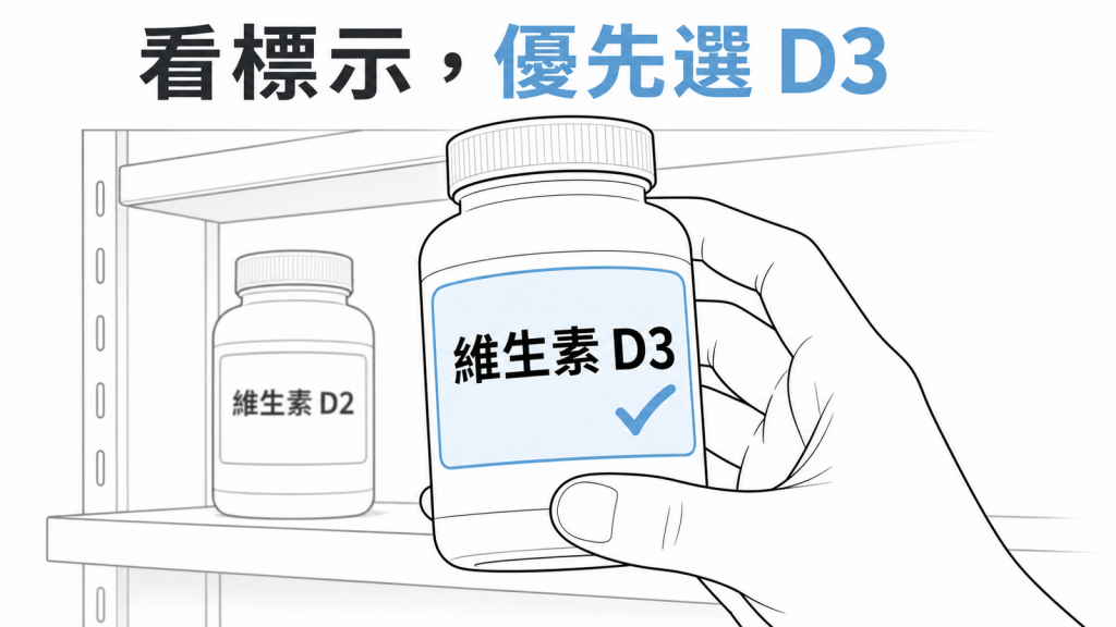 挑選維生素 D 時看清成分標示,優先選擇 D3