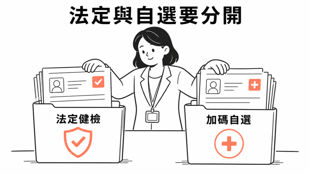 法定健檢與公司加碼自選項目應清楚分開說明