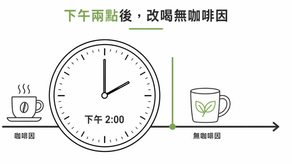 把下午兩點當成分界線,過了就改喝無咖啡因的飲品