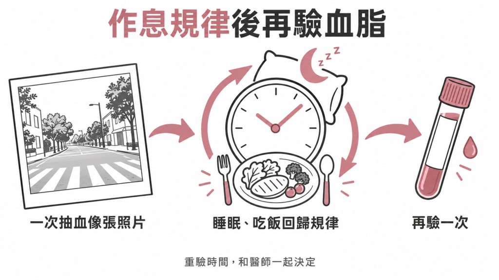 一次抽血像路口拍一張照片,常出差或輪班者血脂意外偏高,先把作息調回規律再重驗