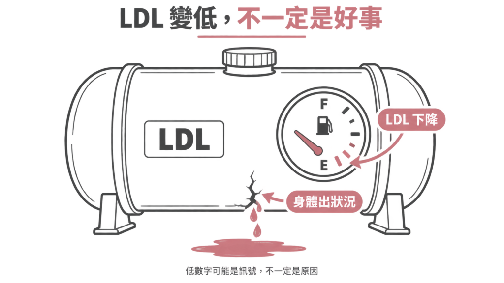 LDL 變低不一定是好事:沒吃藥卻自己往下掉,像油箱在漏,是身體出狀況的訊號
