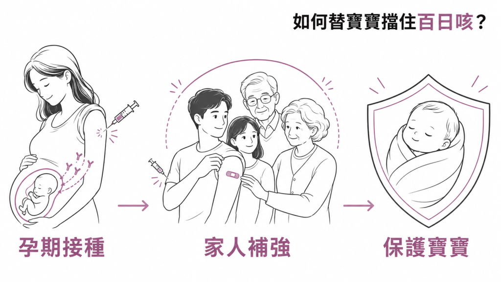 資訊圖表:孕期接種 Tdap、家人補打百日咳疫苗,替新生兒建立防護