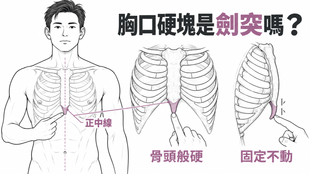 胸口硬塊是劍突嗎:從正中線、骨頭般硬、固定不動三個特徵分辨劍突突出