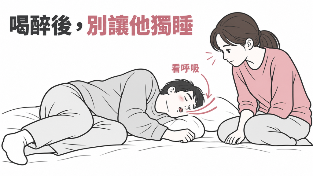 家人喝醉後別讓他一個人睡,要有人陪著定時看他的呼吸
