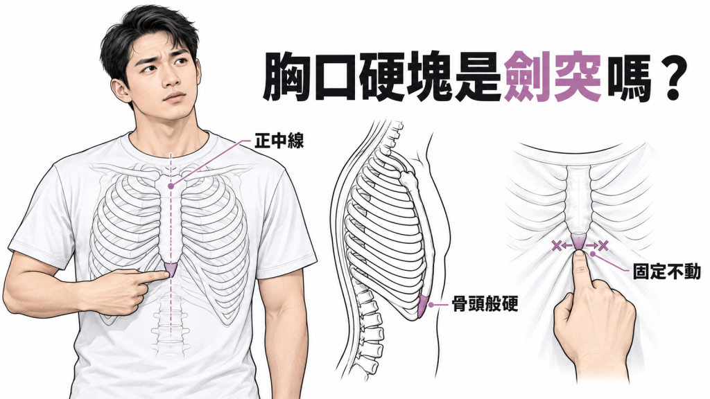 胸口硬塊是劍突嗎：從正中線、骨頭般硬、固定不動三個特徵分辨劍突突出